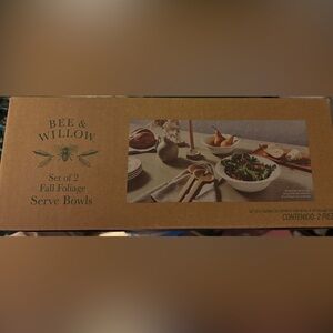 Bee & Willow Fall Foliage Serve Bowls - Set of 2, White